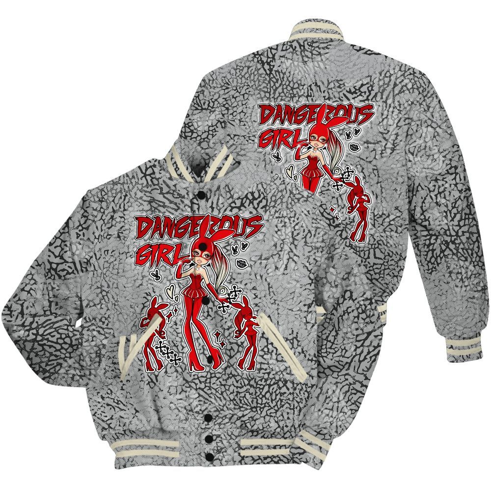 Varsity Jacket To Match Cement Grey 3s Shirt - Dangerous.Girl Heart Grunge All Over Print