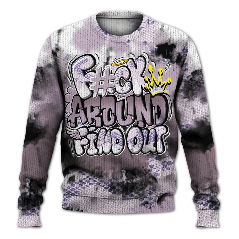 Knitted Sweater To Match Air Force 1 Low Purple Snake - Tie Dye FK Around Find Out