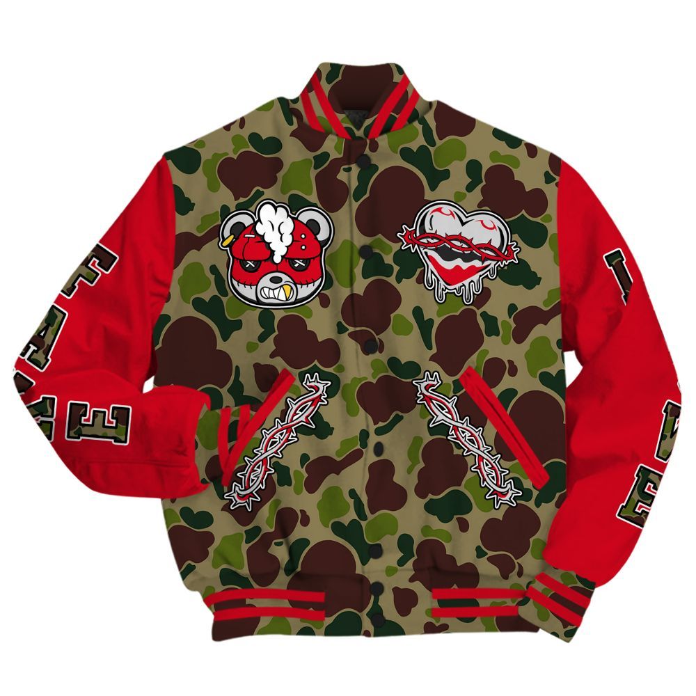 Varsity Jacket To Match Air Max 90 Duck Camo Red - False Romance Hugz All Over Print