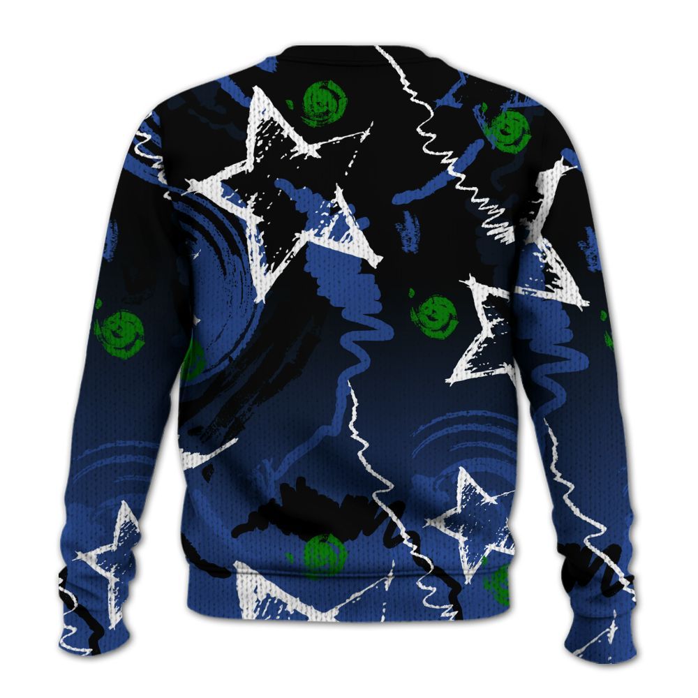 Knitted Sweater To Match Retro Hyper Royal 13s - Grind Shine Later Drip