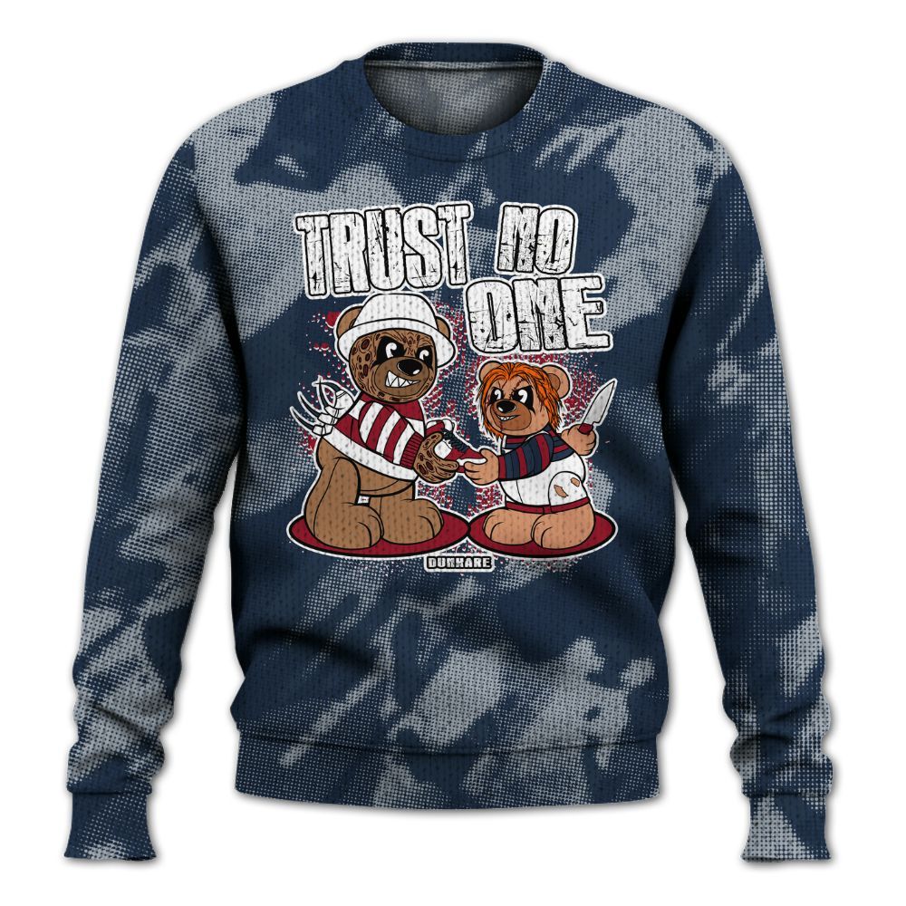 Knitted Sweater To Match Retro Olympic 6s - Trust No One Bear Abstract Halftone