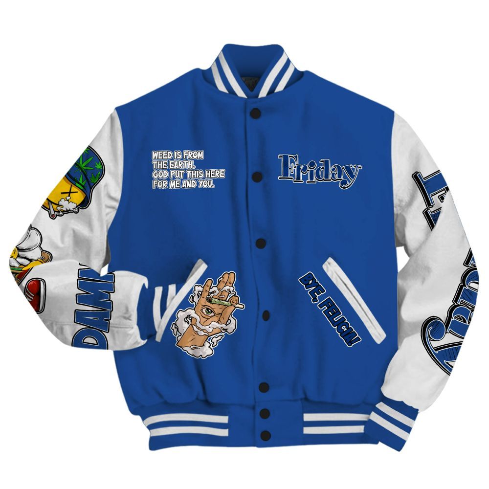 Varsity Jacket To Match High OG True Blue 1s - Friday Sneaker Stress Style All Over Print
