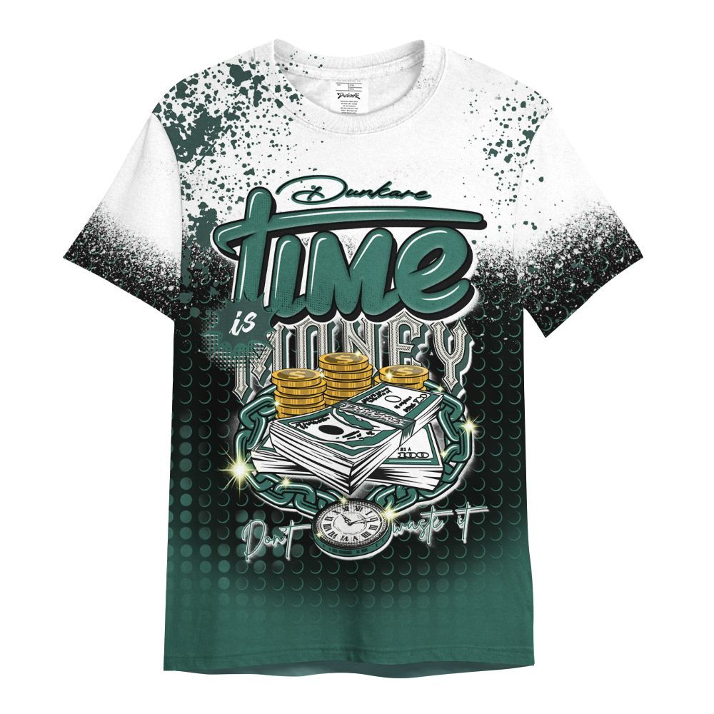 Shirt To Match RM Oxidized Green 4s - Halftone Time Is Money All Over Print