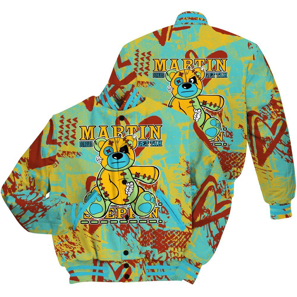 Varsity Jacket To Match SB Dunk Di'Orr Greenwood Shirt - Tah Steppin Bear Heart Grunge All Over Print