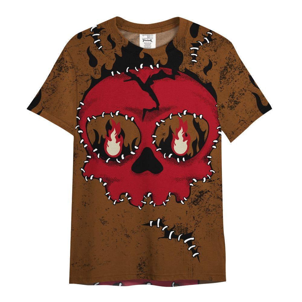 Shirt To Match Archaeo Brown 5s - Cracked Skull Stitches All Over Print
