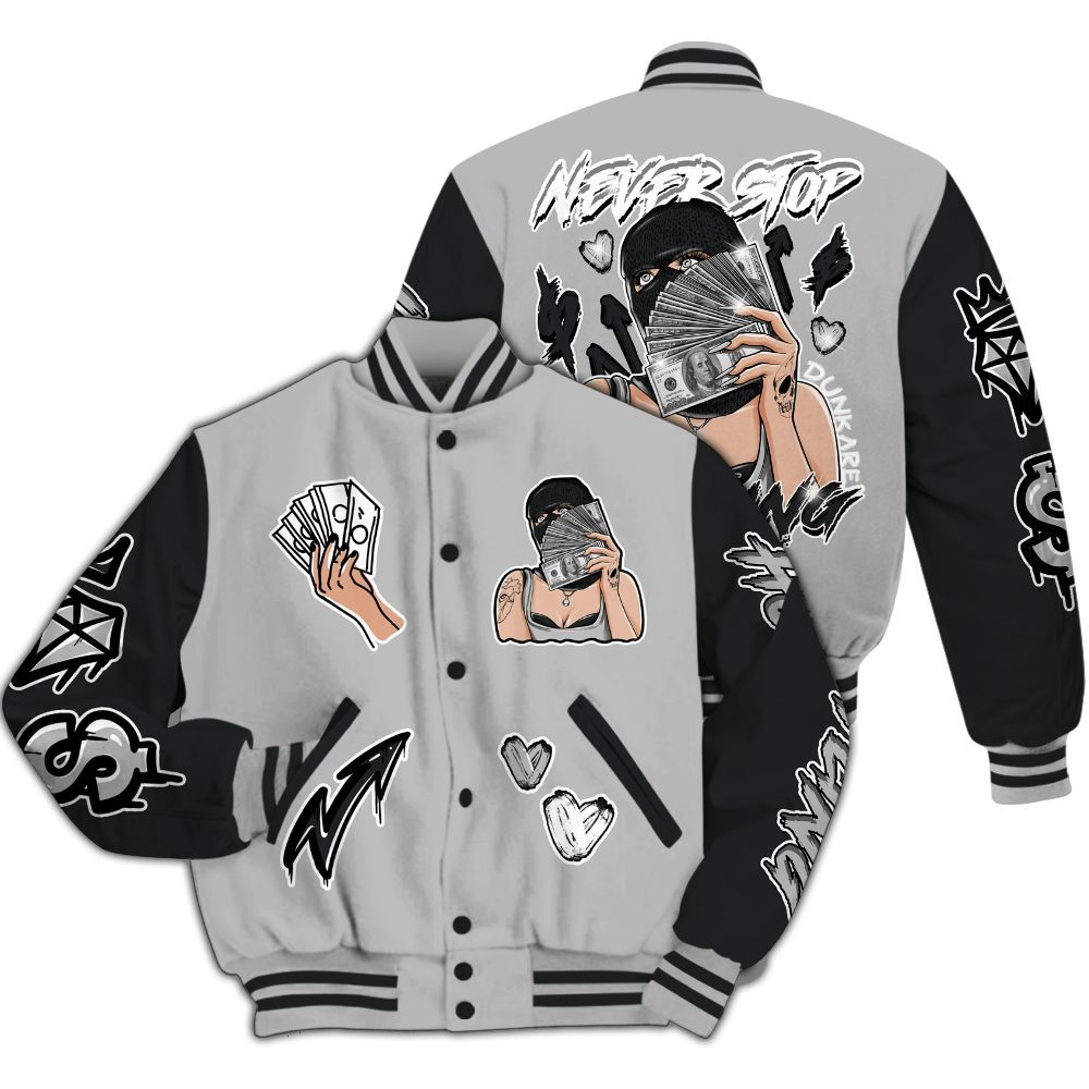 Varsity Jacket To Match Low 85 Metallic Black 1s - Hustling Unique All Over Print