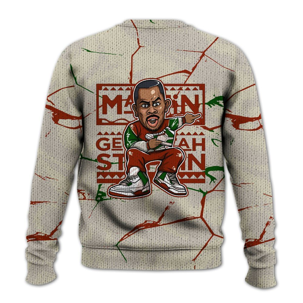 Knitted Sweater To Match El Grito 5s - Get Tag Sneakers Steppin' Graphic Crack