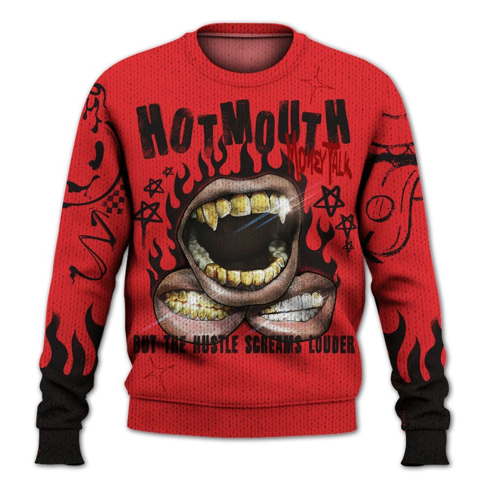 Knitted Sweater To Match Chile Red 9s - Mouth Burning Street Style