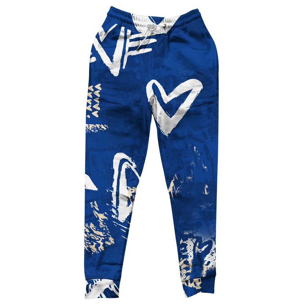 Sweatpant To Match Low Game Royal 1s - Heart Grunge All Over Print