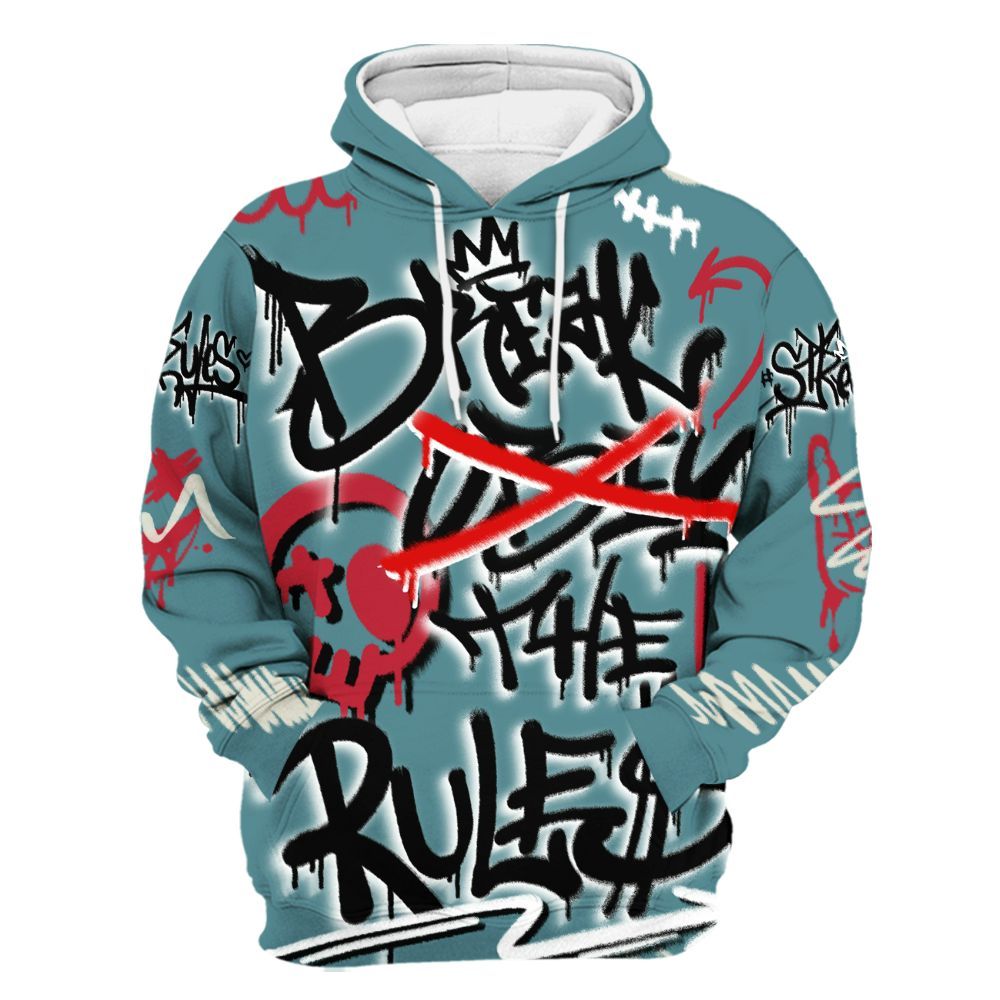 Hoodie To Match Dunk Low Denim Turquoise Royal - Break Rules Streetwear All Over Print