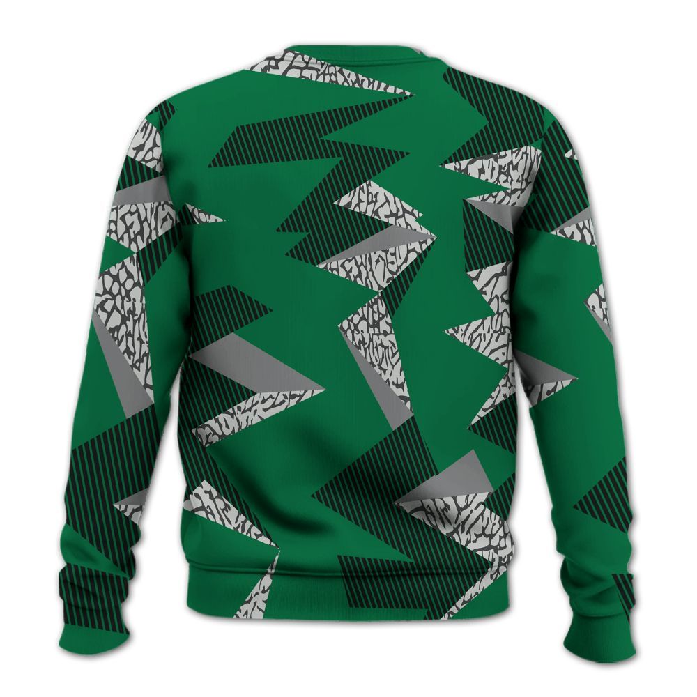 Sweatshirt To Match Pine Green 3s - Geometric Camouflage Pattern All Over Print