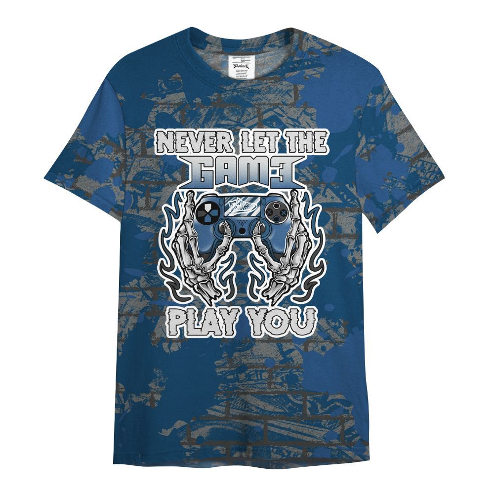 Shirt To Match High OG Midnight Navy 1s - PlayGame Skull Brick All Over Print