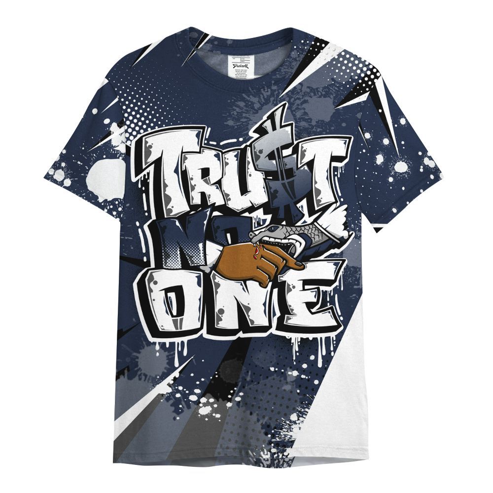 Shirt To Match Dunk Low White Midnight Navy - Poly Trust No One Dripping All Over Print