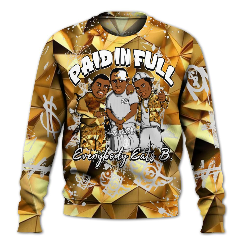 Sweatshirt To Match NET Gold 4s - Everybody Paid In Full Crayon All Over Print