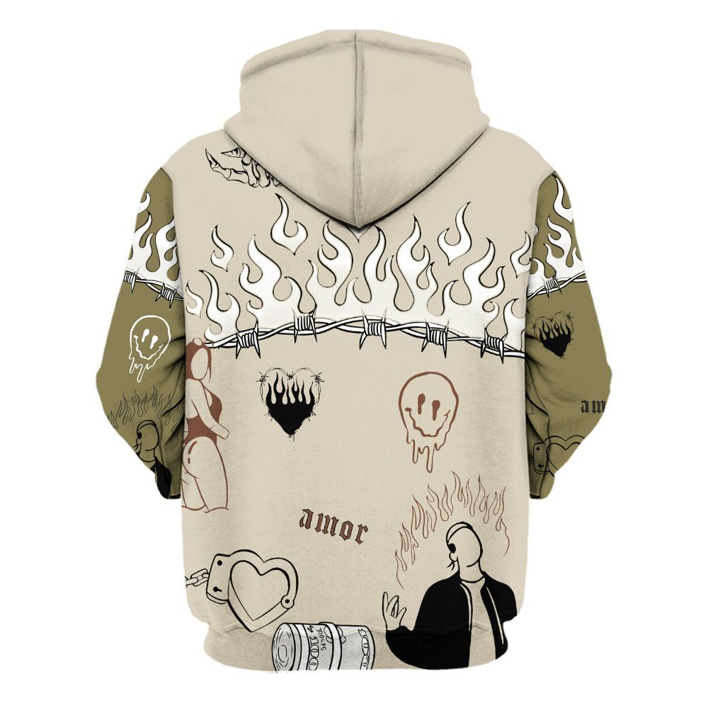 Hoodie To Match Sail Neutral Olive 6s - Snake Trust No One All Over Print