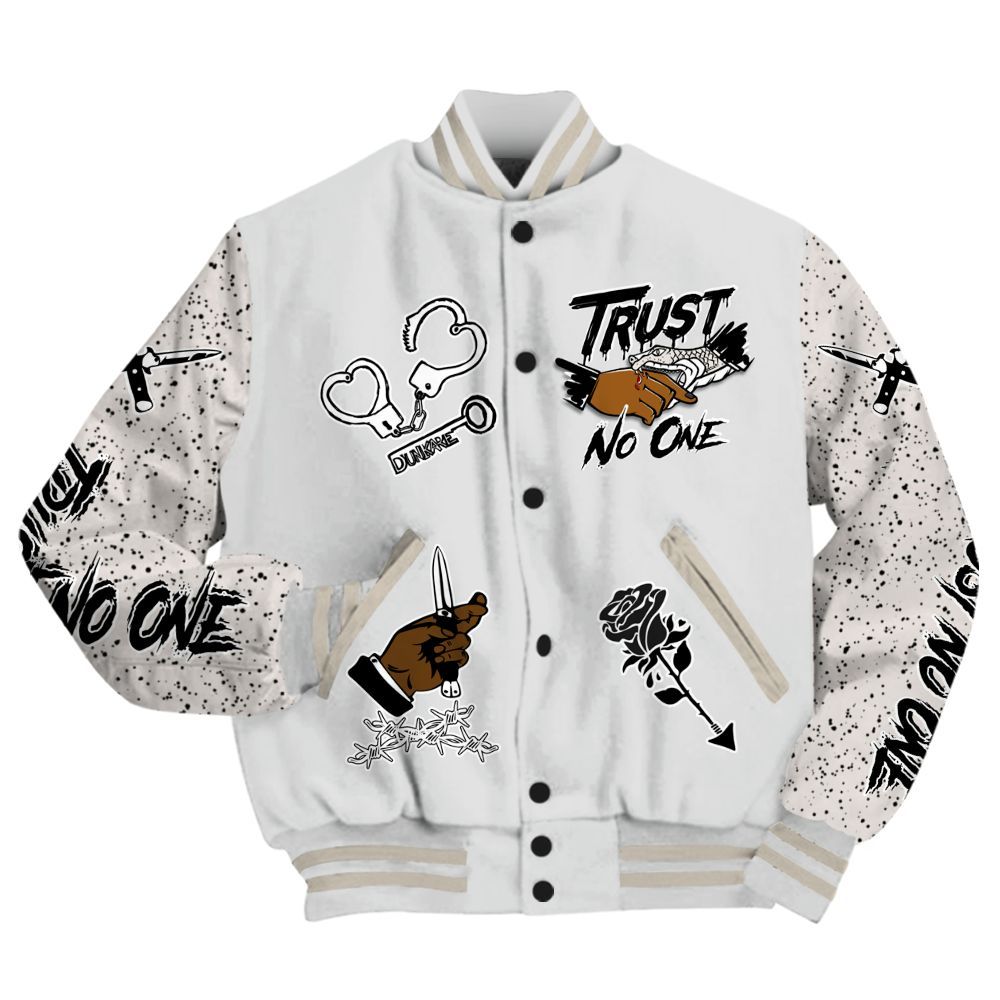 Varsity Jacket To Match Retro Reverse Metallic 5s - Trust No One Dripping All Over Print