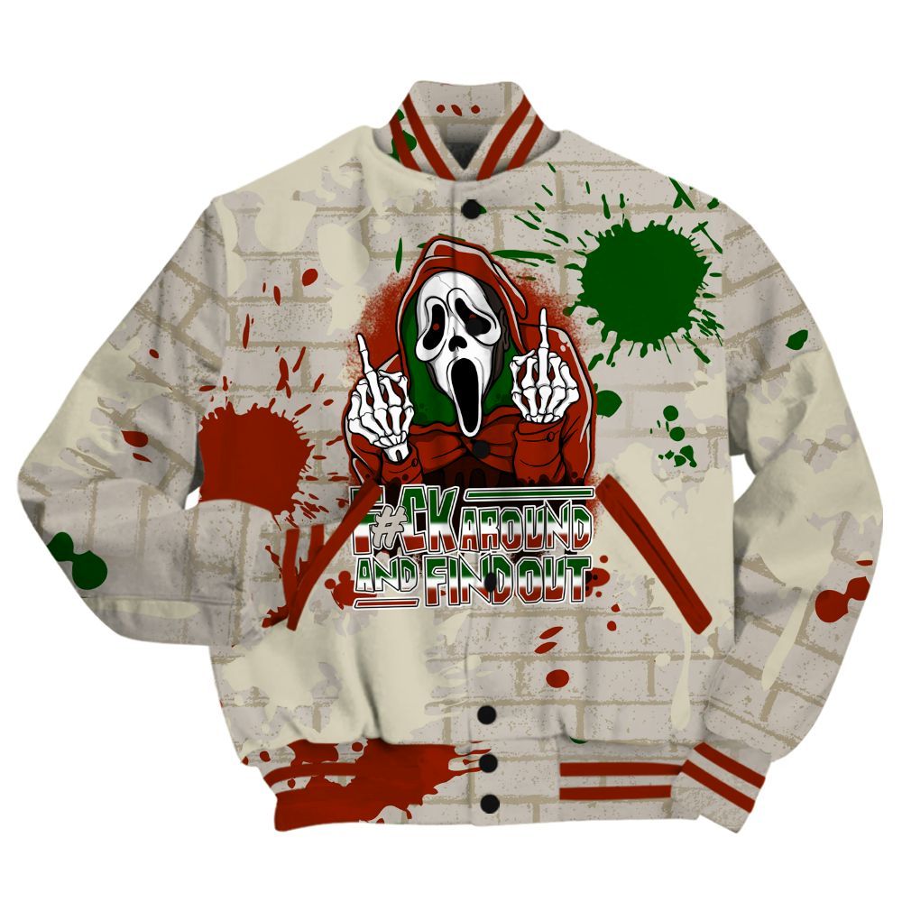Varsity Jacket To Match El Grito 5s Shirt - F#CK And Find Out Graphic Halloween All Over Print