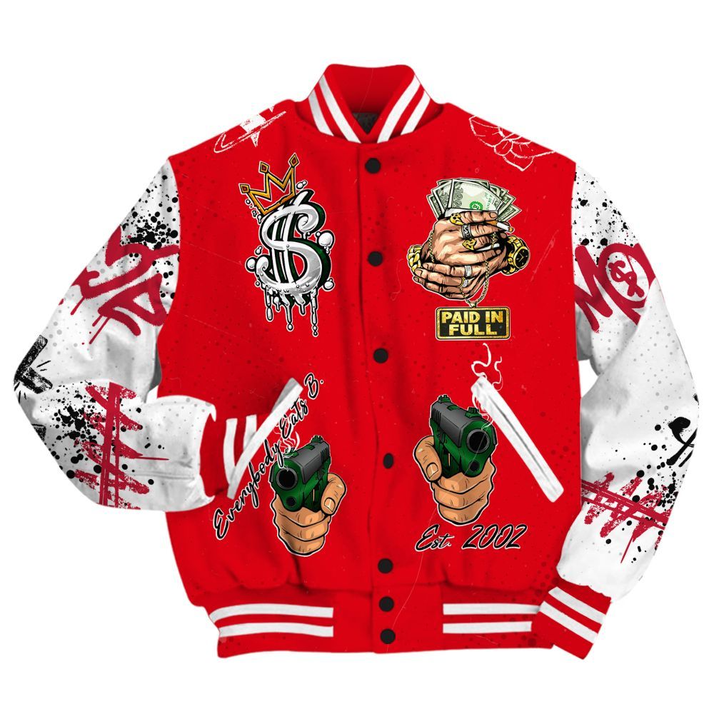 Varsity Jacket To Match Chicago 13s - Everybody Paid In Full Crayon All Over Print