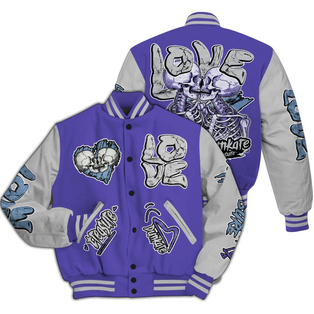 Varsity Jacket To Match Retro Concord 5s - Skull Love All Over Print