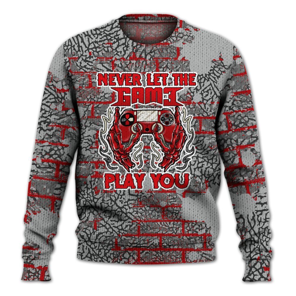 Knitted Sweater To Match Cement Grey 3s - PlayGame Skull Brick