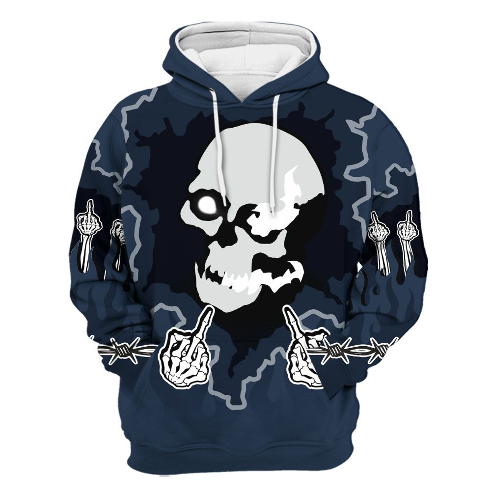 Hoodie To Match White Midnight Navy 6s - F Around Find Out Graphic Trapped All Over Print