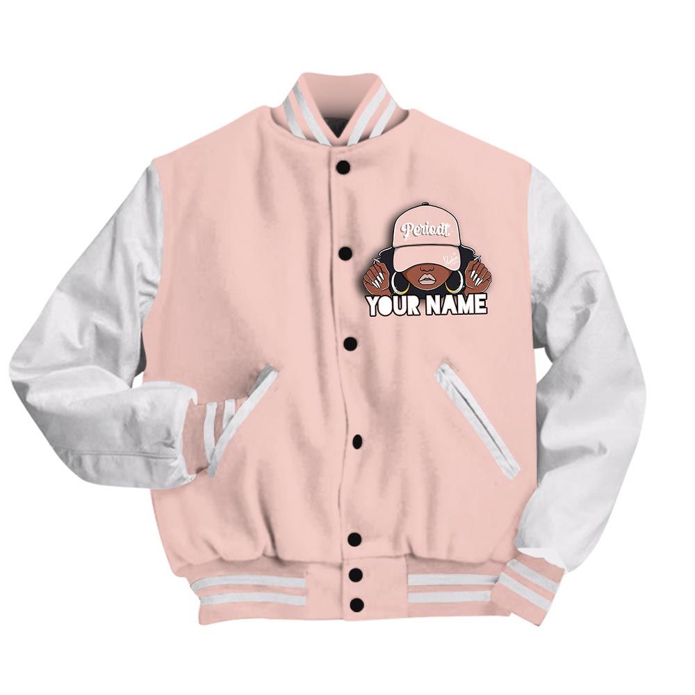 Varsity Jacket To Match Varsity Jacket Custom Name Black Girl, Low Legend Pink 11s - To Match Sneaker Legend Pink 11s 2504 NCT