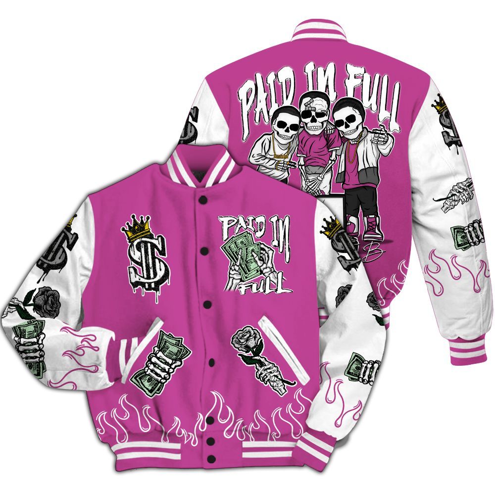 Varsity Jacket To Match Dunk Low Active Fuchsia - Fire Everybody Paid In All Over Print