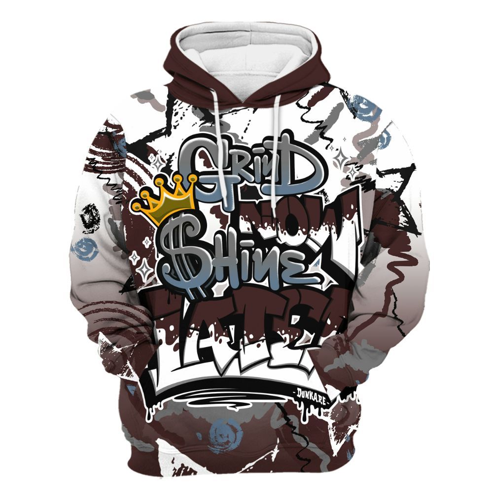 Hoodie To Match Burgundy 5s - Grind Shine Later Drip All Over Print