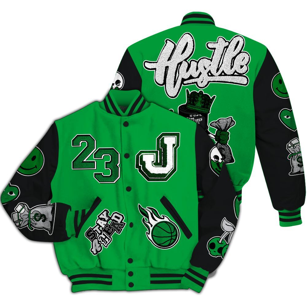 Varsity Jacket To Match Low Lucky Green 1s - Hustles Money Number 23 All Over Print
