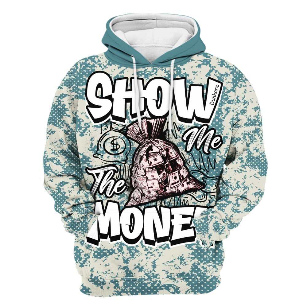 Hoodie To Match Dunk Low Denim Turquoise Royal - Show Me The Money Retro All Over Print
