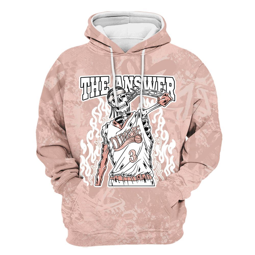 Hoodie To Match Low Legend Pink 11s - Allen Answer Skeleton Heart All Over Print