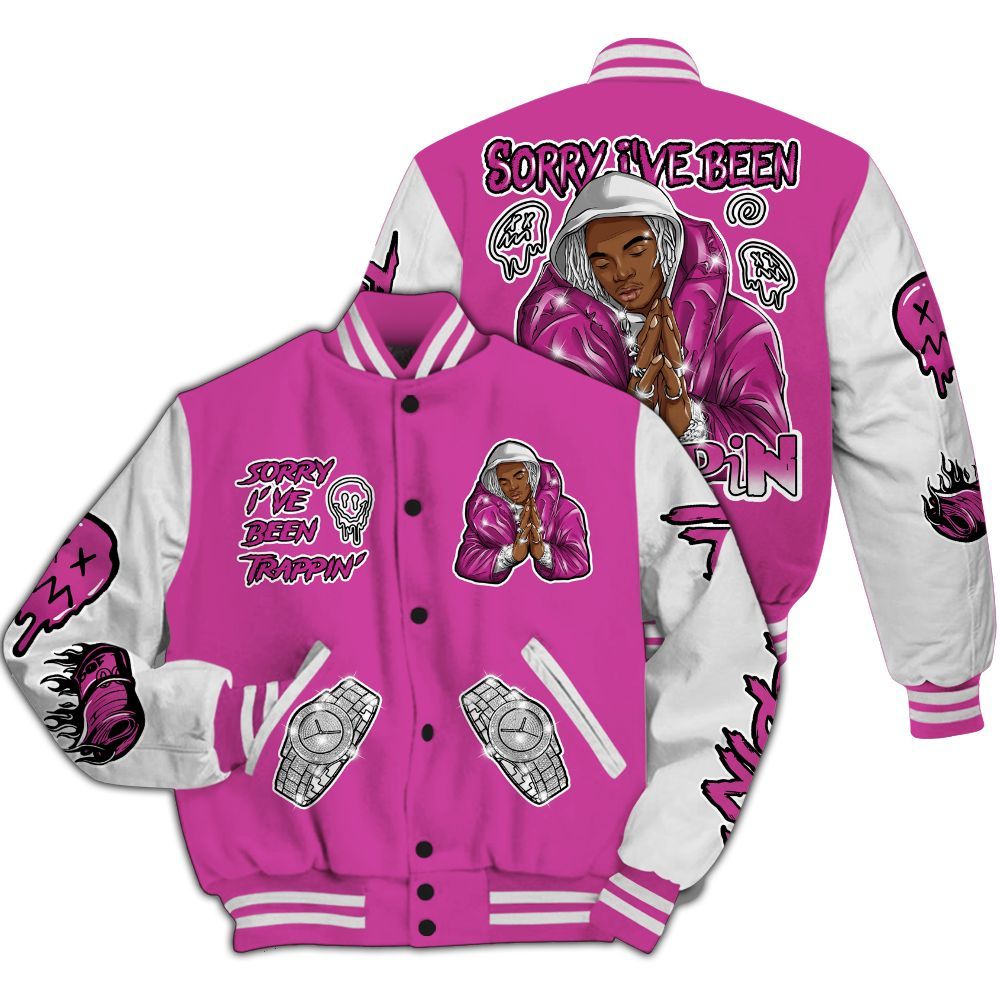 Varsity Jacket To Match Dunk Low Active Fuchsia - Trappin' Unique All Over Print