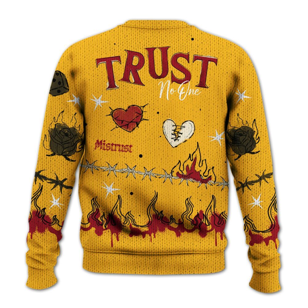 Sweater To Match White Taxi 12s Shirt, Trust No One Snake-Bite Doodle Crayon Graphic