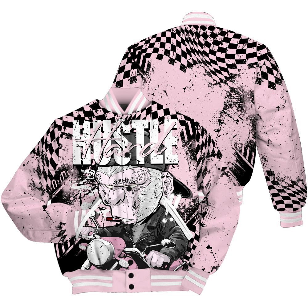 Varsity Jacket To Match Orchid 4s - Hustle Hard Monkey All Over Print