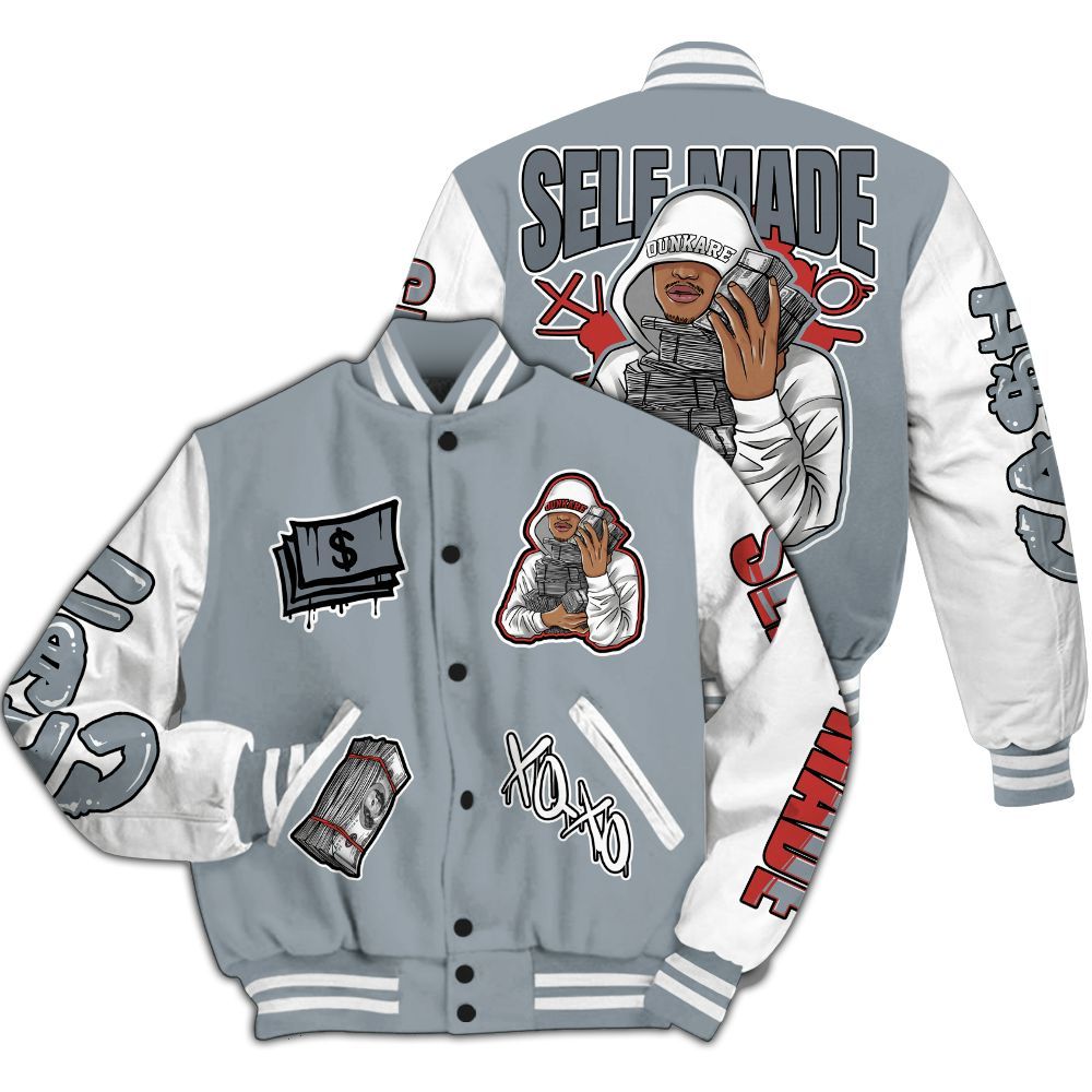 Varsity Jacket To Match Wolf Grey 13s - Selfmade Unique All Over Print