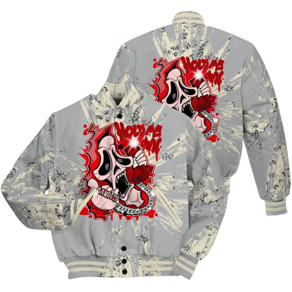 Varsity Jacket To Match Cement Grey 3s Shirt - Hold My Own Graphic Halloween All Over Print