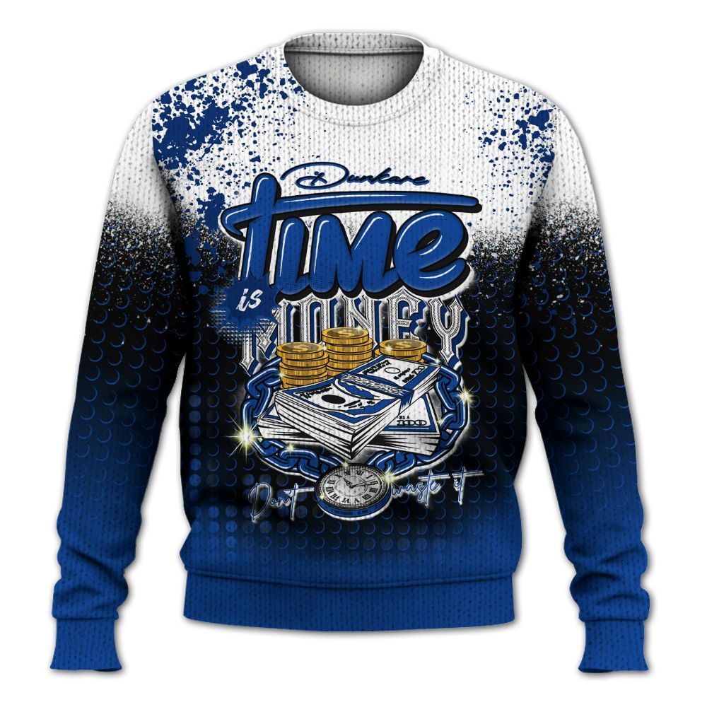 Knitted Sweater To Match Low Game Royal 1s - Halftone Time Is Money