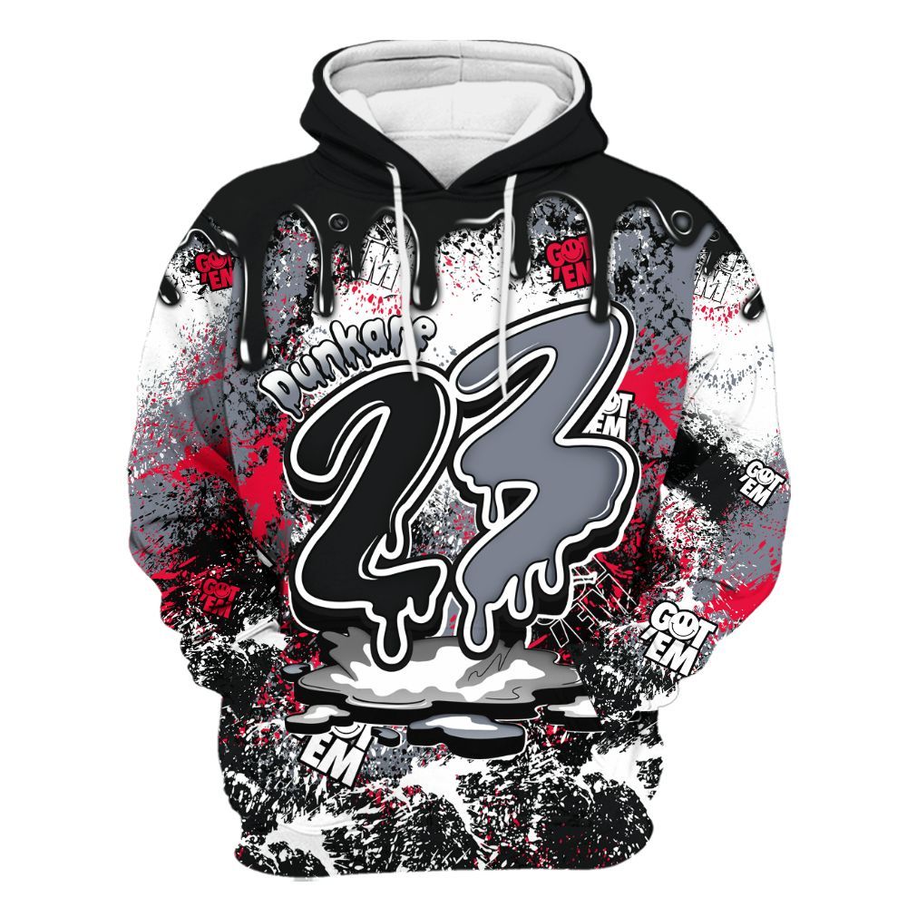 Hoodie To Match Mid Black Metallic 1s - Dripping 23 Drip All Over Print