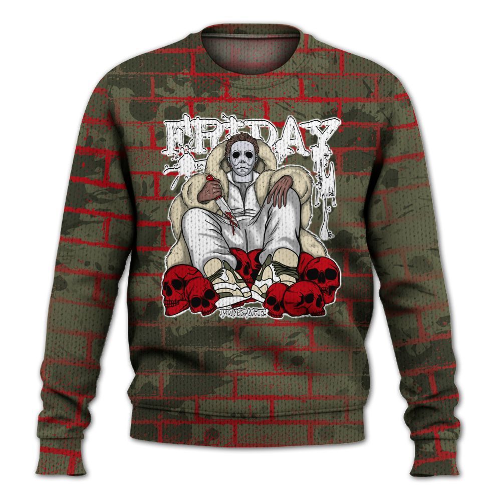 Knitted Sweater To Match Travis Scott Low OG Medium Olive 1s - Friday Brick