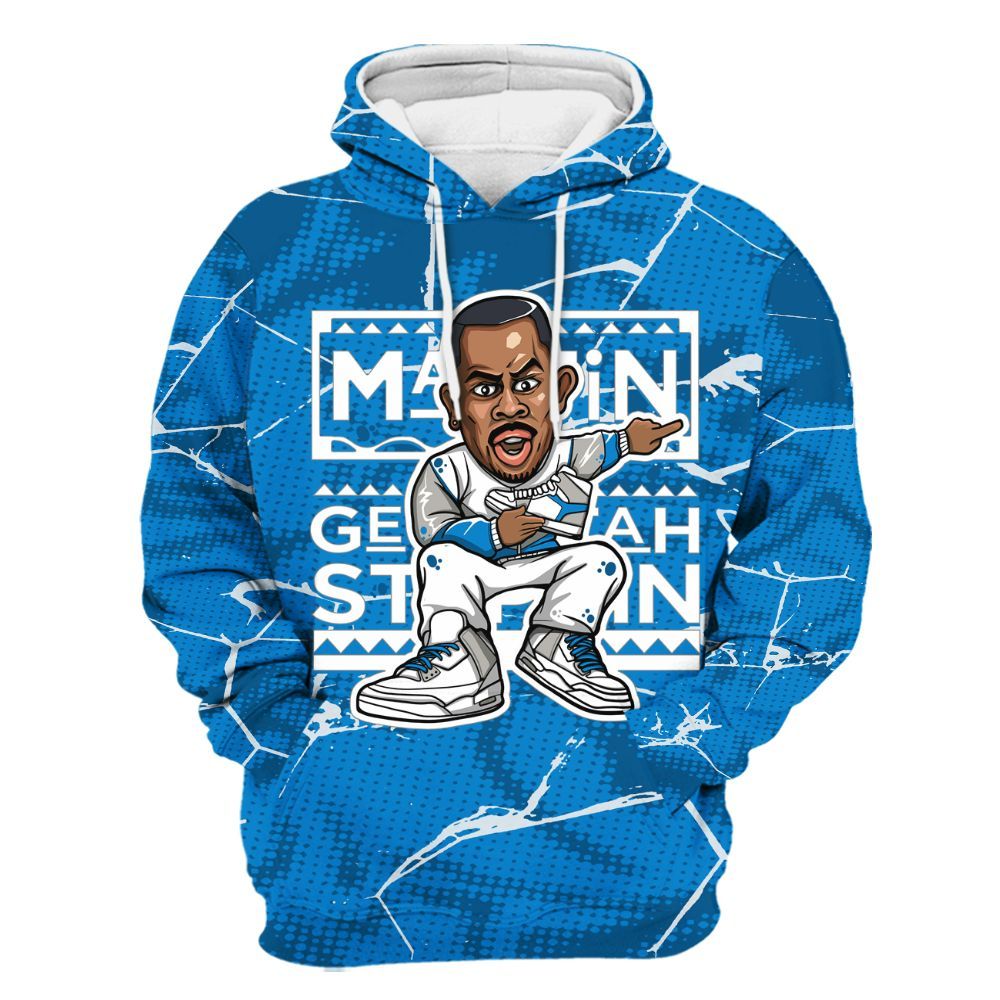 Hoodie To Match Military Blue 4s - Get Tag Sneakers Steppin' Graphic Crack All Over Print