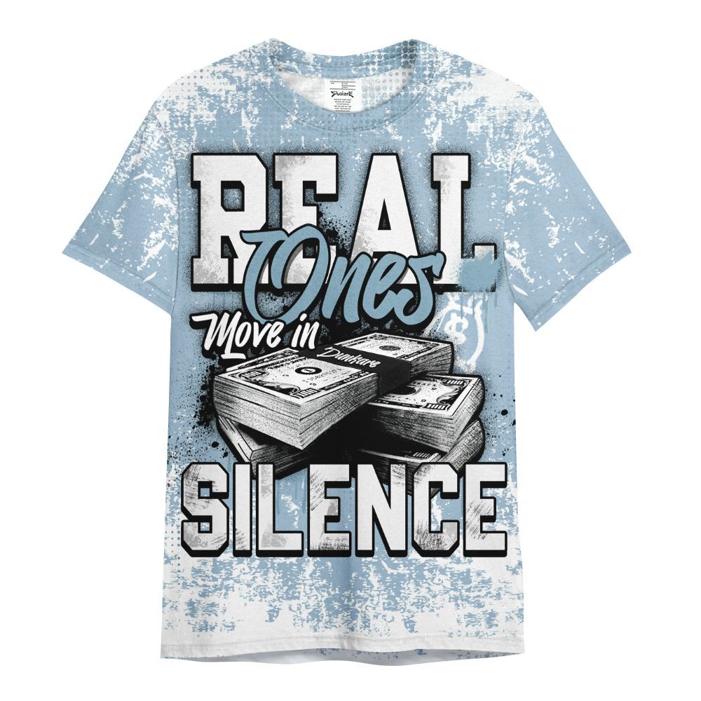 Shirt To Match Mid Ice Blue 1s - Move In Silence Money Street Retro All Over Print