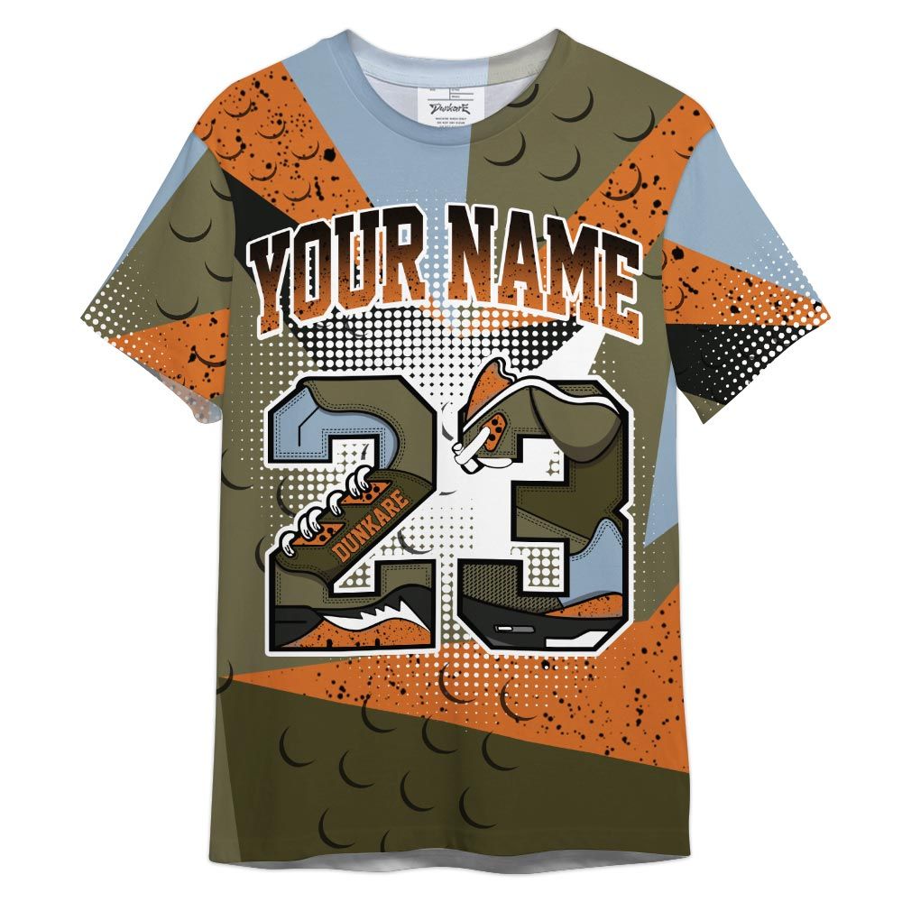 Dunkare Shirt Custom Name Number 23 5s, Olive 5s T-Shirt, To Match Sneaker Olive 5s Graphic Tee HDT
