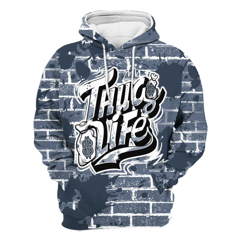 Hoodie To Match Low Diffused Blue 11s - Free Thug Living Graphic Brick Art All Over Print