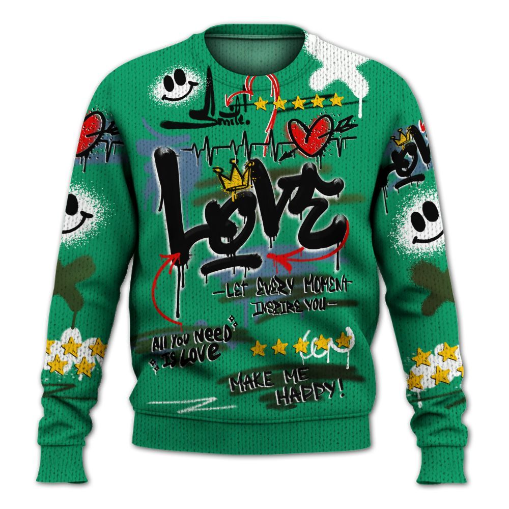 Sweater To Match Foamposite Pro Pine Green 2025 - Happy Love Beats Graffiti Streetwear Graphic