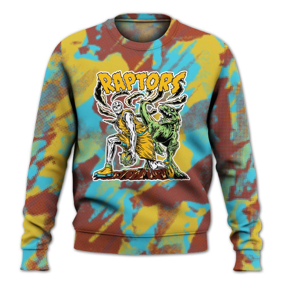 Sweatshirt To Match SB Dunk Di'Orr Greenwood - Raptors Skeleton Abstract Halftone All Over Print