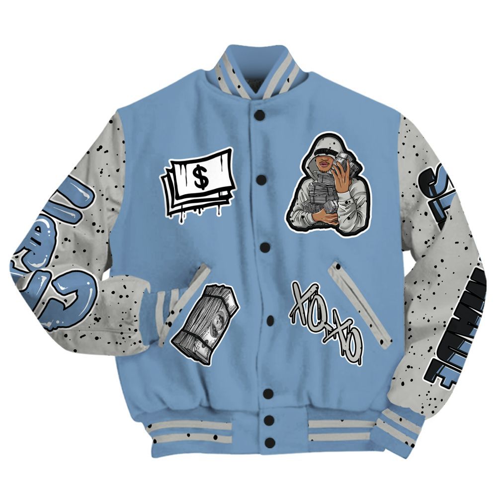 Varsity Jacket To Match University Blue 4s - Selfmade Unique All Over Print