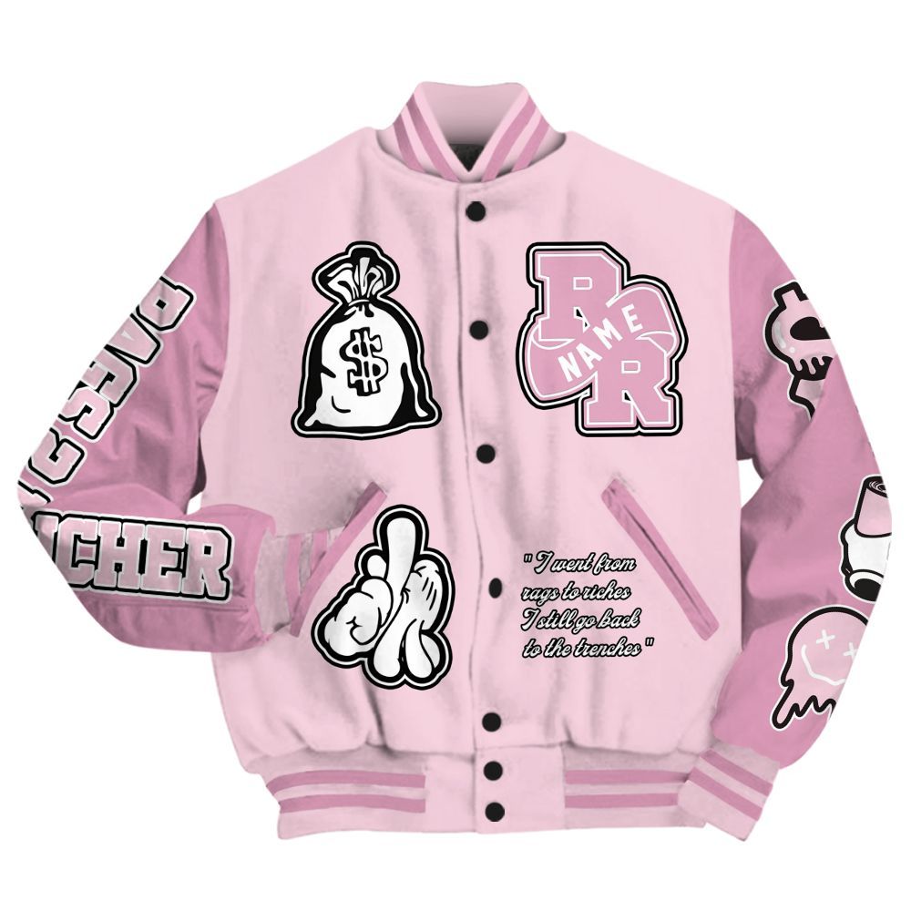 Varsity Jacket To Match Orchid 4s - Rag 2 Rich Graphic Custom Name All Over Print