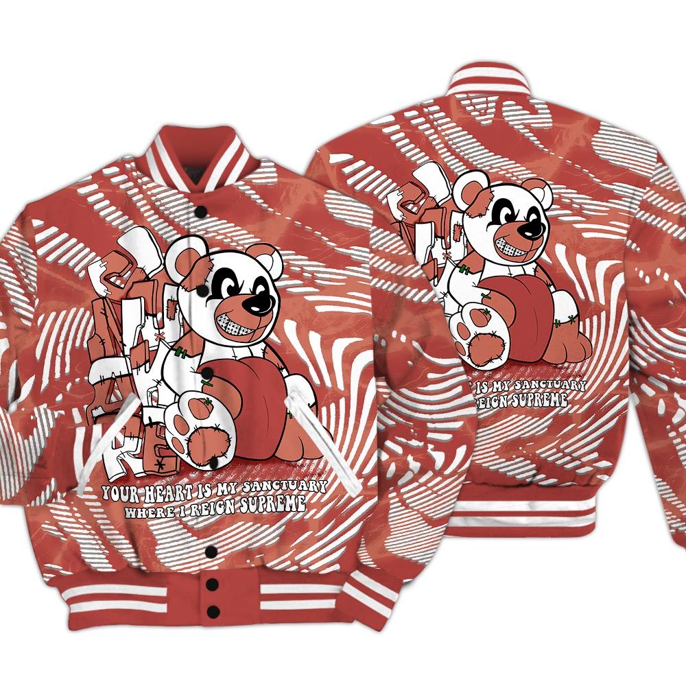 Varsity Jacket To Match Dune Red 13s - Possession Bear Fume Varsity Jacket Unisex