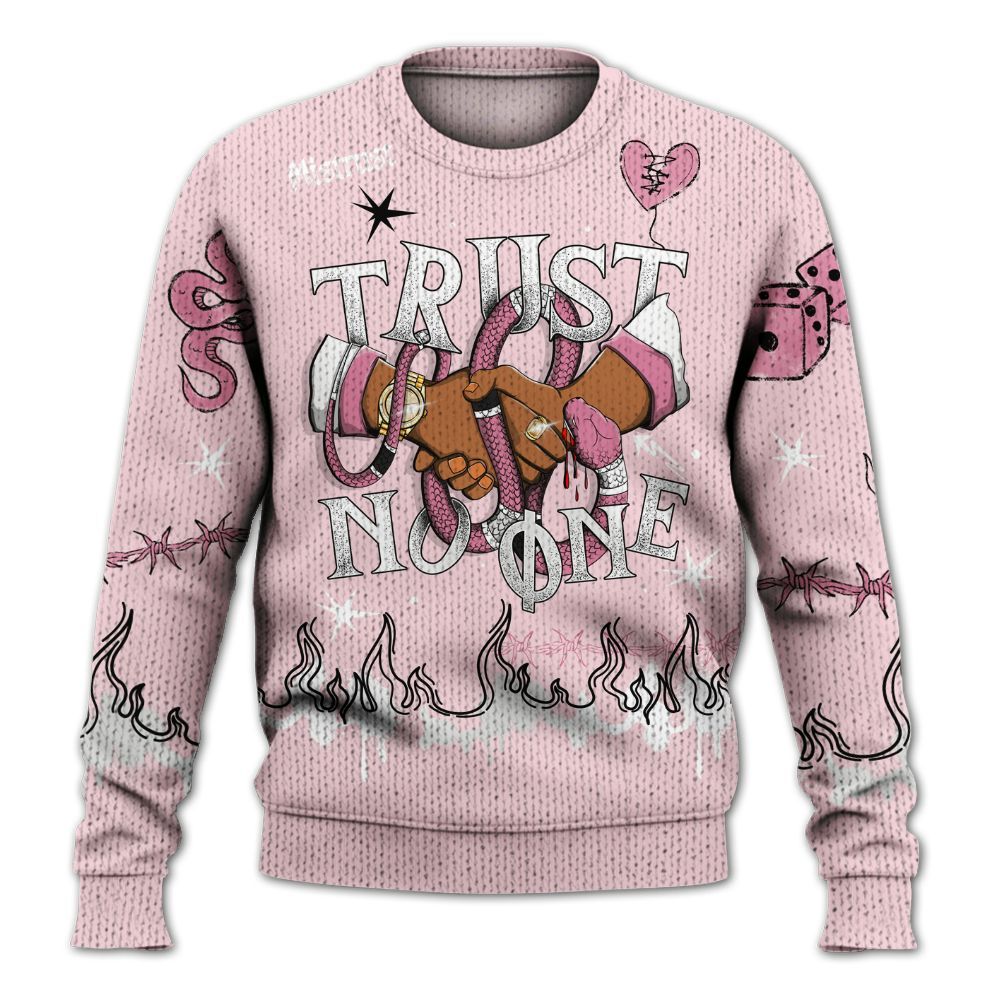 Sweater To Match GS Pearl Pink 12s Shirt, Trust No One Snake-Bite Doodle Crayon Graphic