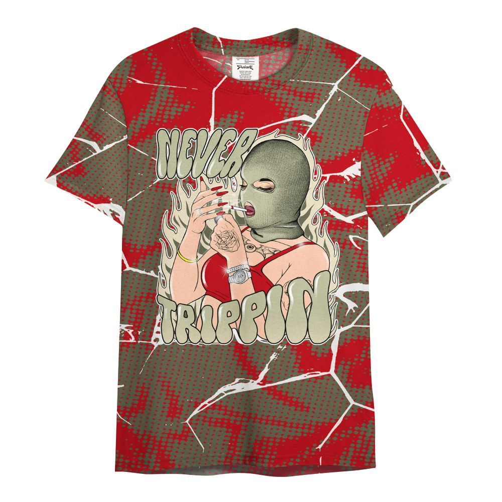 Shirt To Match Low OG Medium Olive 1s - Ne'er Trippin' Unique Crack All Over Print